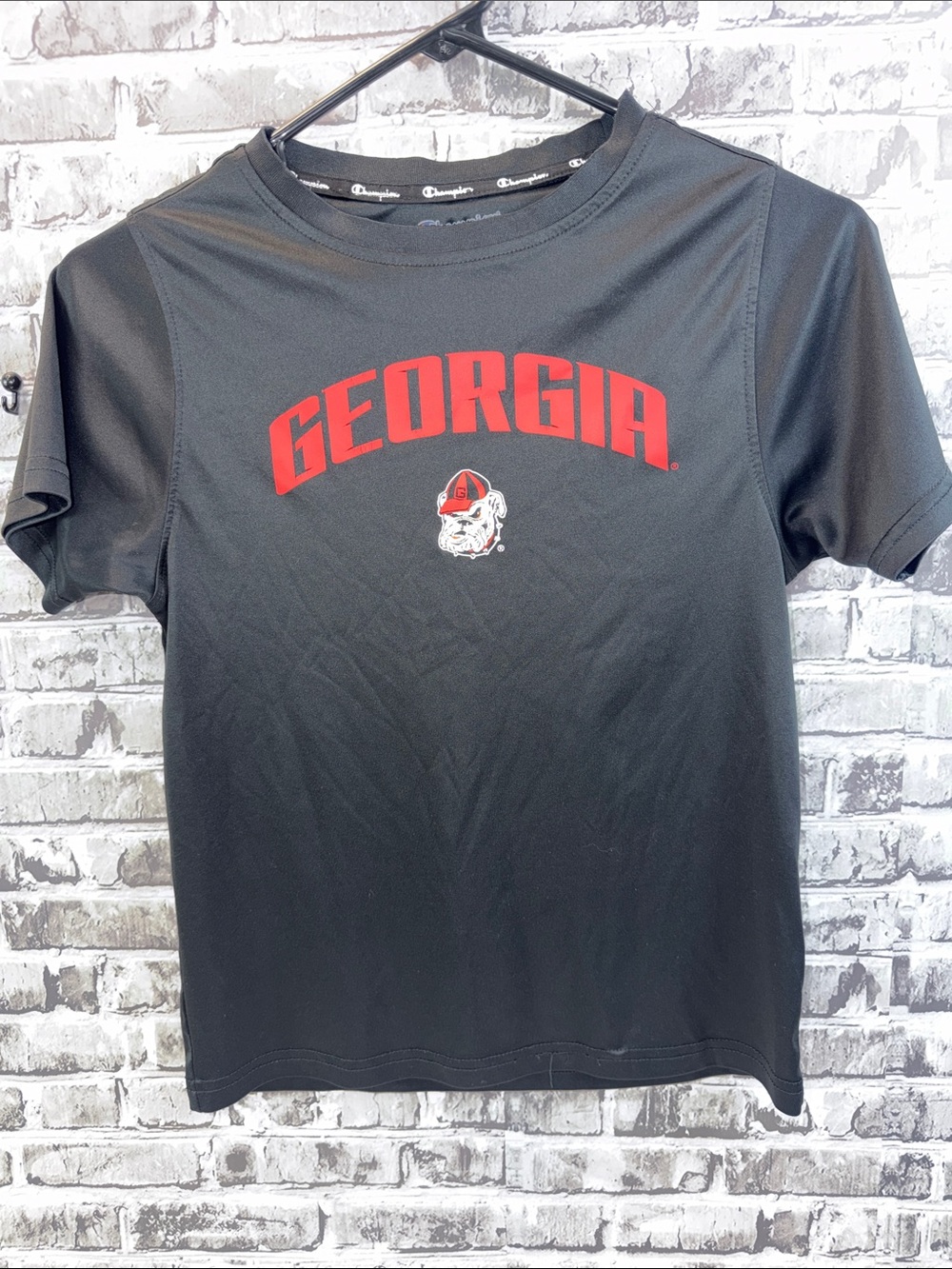 Georgia Bulldogs Champion Black Short-Sleeve Tee with Red Georgia Script